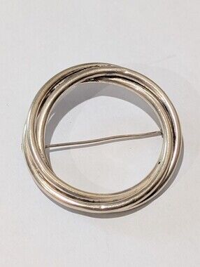 Vtg Classic Solid Sterling Silver Twisted Circle 2" Diameter Pin Brooch 13 Grams